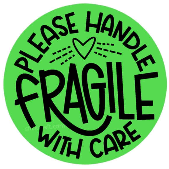 FRAGILE Handle With Care Stickers - 2” Round Shipping Labels" - Picture 1 of 8
